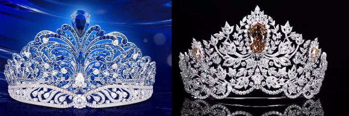 Force for Good (Trái) có vẻ như không làm hài lòng được thị giác của các fan sắc đẹp toàn cầu. Nhiều người đánh giá vóc dáng của vương miện cũ Power of Unity (phải) đẹp hơn nhiều so với sự đổi mới này.