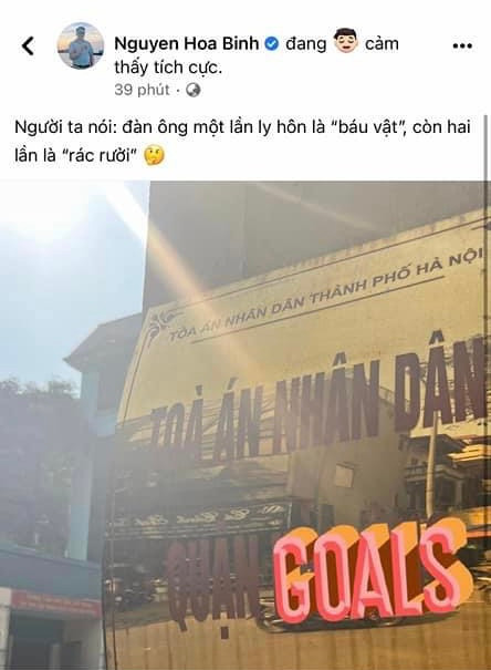 Trên trang cá nhân shark Bình đăng tải trạng thái ẩn ý việc đang có mặt tại tòa để giải quyết vụ ly hôn.