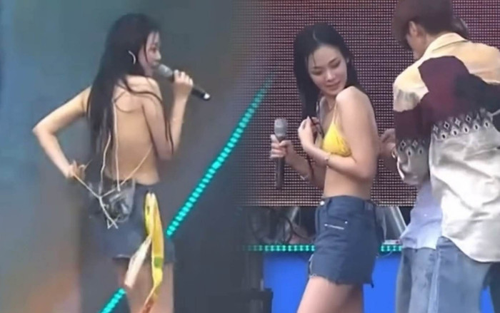 Nữ ca sĩ bị bung hết dây áo khi diễn, phải nhờ nam trợ lý lên sân khấu cột lại Ảnh 2