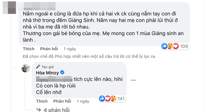 Bình luận của fan và cách trả lời đầy khéo léo của Hòa Minzy.