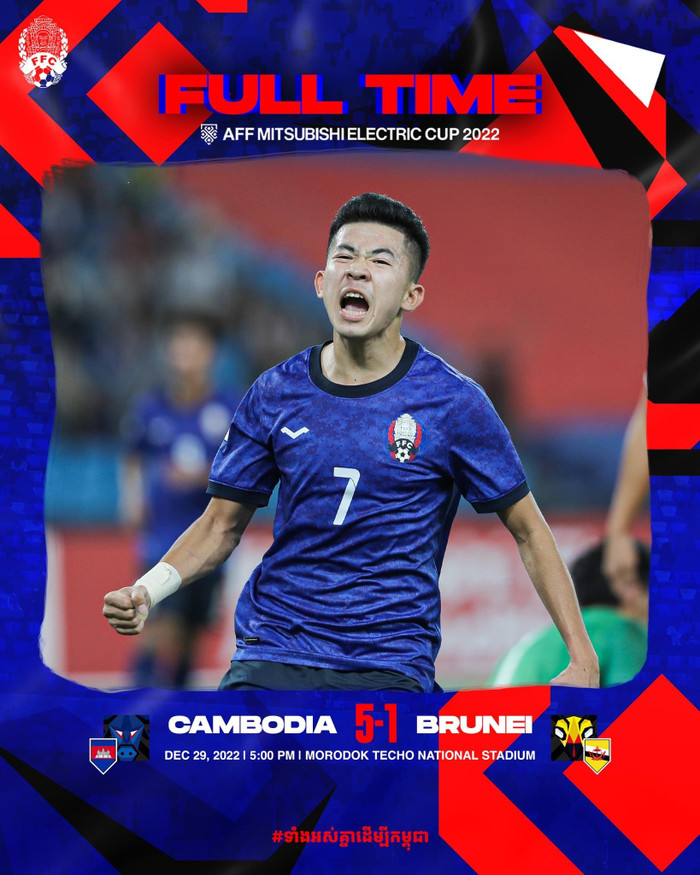 Campuchia đánh bại Brunei với tỷ số 5-1. Đội bóng của HLV Honda đá trận quyết định gặp Thái Lan ở vòng cuối, cách biệt hai đội chỉ là 1 điểm. Campuchia đang được xem là ngựa ô của giải đấu, họ chỉ thua sít sao 1-2 trên sân nhà của Indonesia. Do đó, Campuchia có quyền hy vọng gây sốc đế loại Thái Lan.