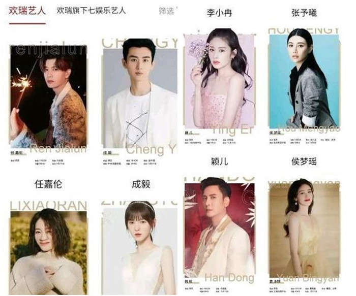 Dựa theo bảng xếp hạng nghệ sĩ của Hoan Thụy (được tung ra vào đầu năm 2022), Nhậm Gia Luân đang giữ ghế 'nhất ca' trong công ty, Thành Nghị xếp ngay sau đó. 