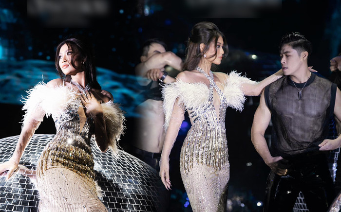 Hoa hậu Đoàn Thiên Ân catwalk cùng 6 chàng trai khoe múi nóng bỏng: Có cần thiết hay không? Ảnh 2