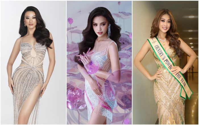 Váy dạ hội hoa hậu Việt đi thi quốc tế 2022: Ngọc Châu lỡ hẹn với Sen, Kim Duyên xuyên thấu óng ánh Ảnh 2