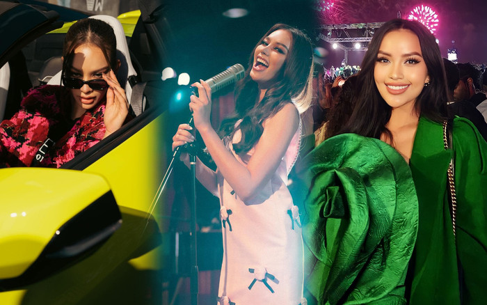 Góc ô dề: Đối thủ Ngọc Châu mượn siêu xe chụp ảnh, ca hát đủ kiểu để được chú ý tại Miss Universe 2022 Ảnh 2