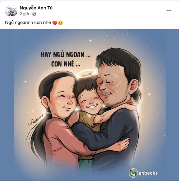 Ca sĩ Anh Tú viết: 'Ngủ ngoan con nhé'.