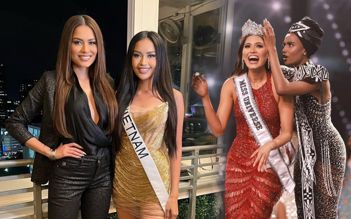 Ngọc Châu trở nên nhỏ bé khi đọ sắc cùng Miss Universe 2020: 'Ở ngoài, chị ấy đẹp lắm mọi người ơi' Ảnh 2