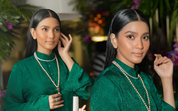 Á hậu Trương Thị May nền nã với áo dài cách tân do chính mẹ mình thiết kế Ảnh 2