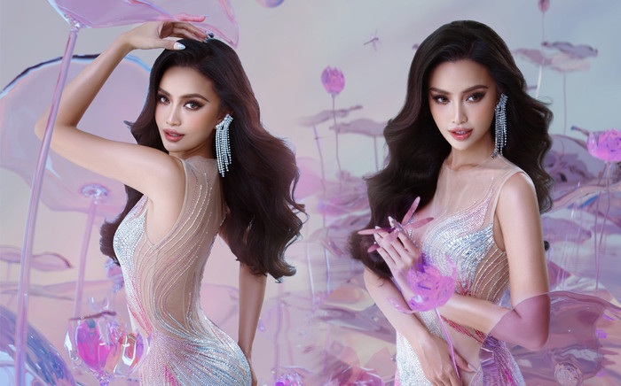 Ngọc Châu trình làng ảnh diện đầm dạ hội 'Sen', netizen xuýt xoa: Thành phẩm đẹp hơn cả bản vẽ Ảnh 2