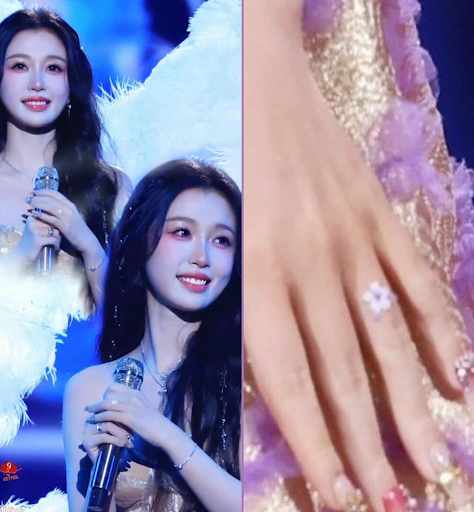 Người đẹp tinh tế dán hình hoa lan nhỏ lên ngón tay thay cho chiếc nhẫn