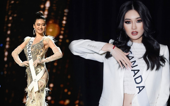 Miss Universe Canada diện của nhà thiết kế Việt: Đầm chim khổng tước lả lướt trên sân khấu Ảnh 2