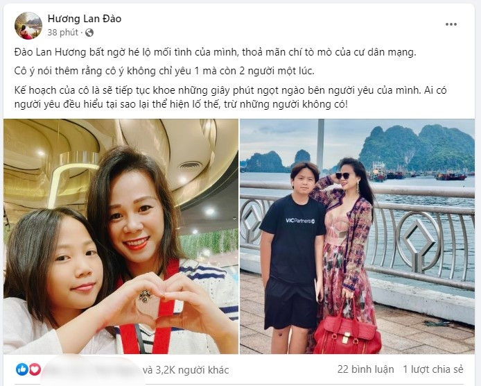 Bà Đào Lan Hương đã có những chia sẻ vui vẻ khi đăng ảnh chụp cùng 2 con.
