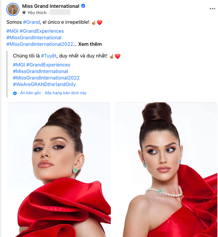Dòng trạng thái gây chú ý của Miss Grand sau khi 'đối thủ' Miss Universe của họ vừa kết thúc. 