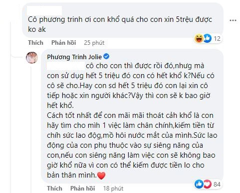 Phương Trinh Jolie và màn hành xử 'cao tay' khi bị fan 'xin tiền' trực tuyến Ảnh 2