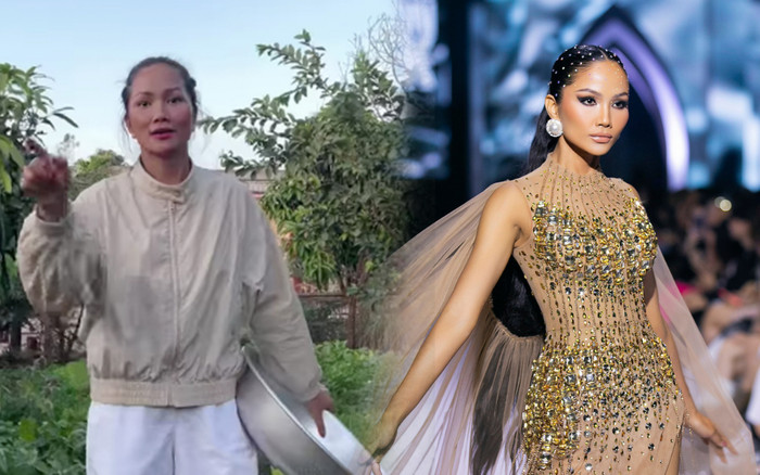 H'Hen Niê về quê ăn Tết như cô nông dân chính hiệu: Mặc quần đùi hái rau vẫn thần thái ngút ngàn Ảnh 2