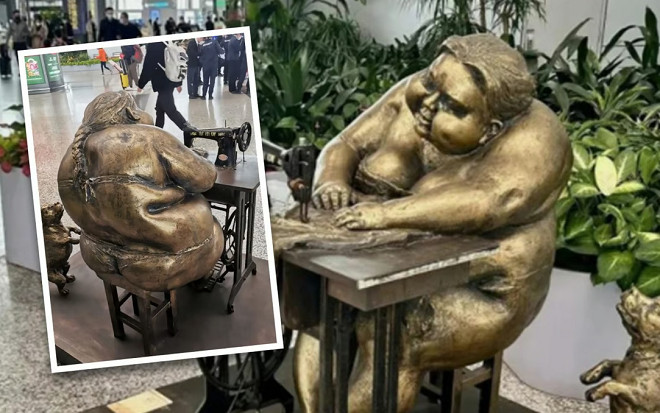 Bức tượng người phụ nữ to béo, mặc hở hang đặt tại sân bay Trung Quốc 'bùng nổ' tranh cãi Ảnh 2