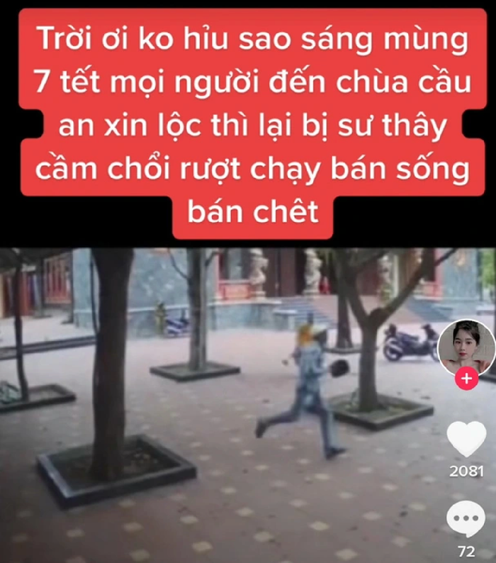 Clip 'sư thầy cầm chổi đuổi người' bị chú thích sai sự thật Ảnh 2