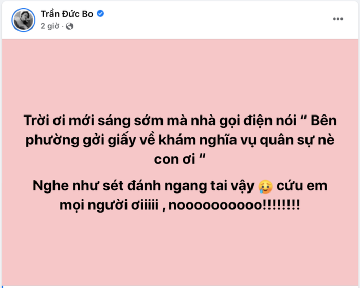 Trần Đức Bo khóc thét khi nhận giấy báo nghĩa vụ quân sự Ảnh 2