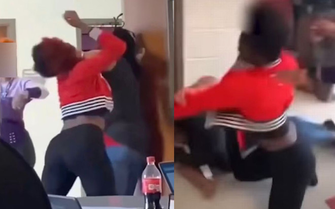 Kinh hoàng khoảnh khắc nữ sinh lớp 9 đấm cô giáo dã man đến mức gãy chân Ảnh 2