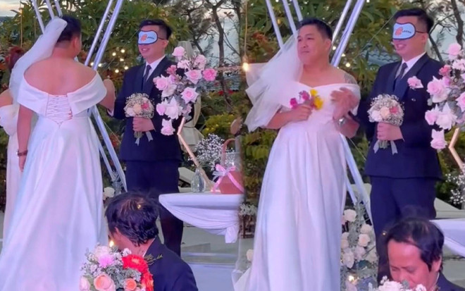 Nhắm mắt hồi hộp đón vợ tiến vào lễ đường, chú rể 'khóc thét' khi thấy mặt cô dâu Ảnh 2