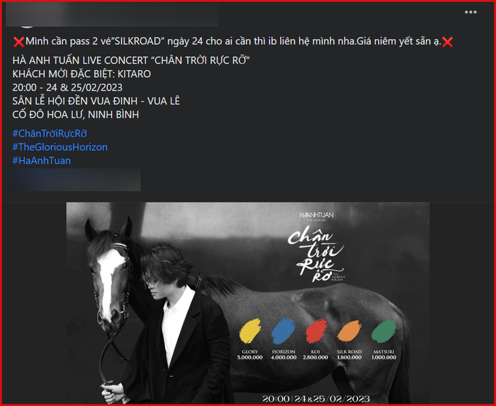 Hàng loạt bài đăng rao bán vé concert Hà Anh Tuấn được chia sẻ rầm rộ trên mạng xã hội