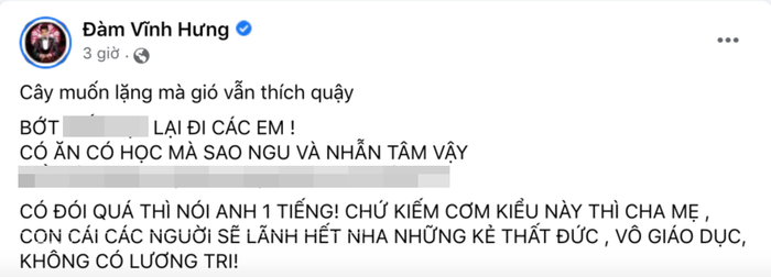 Bài đăng của Đàm Vĩnh Hưng.