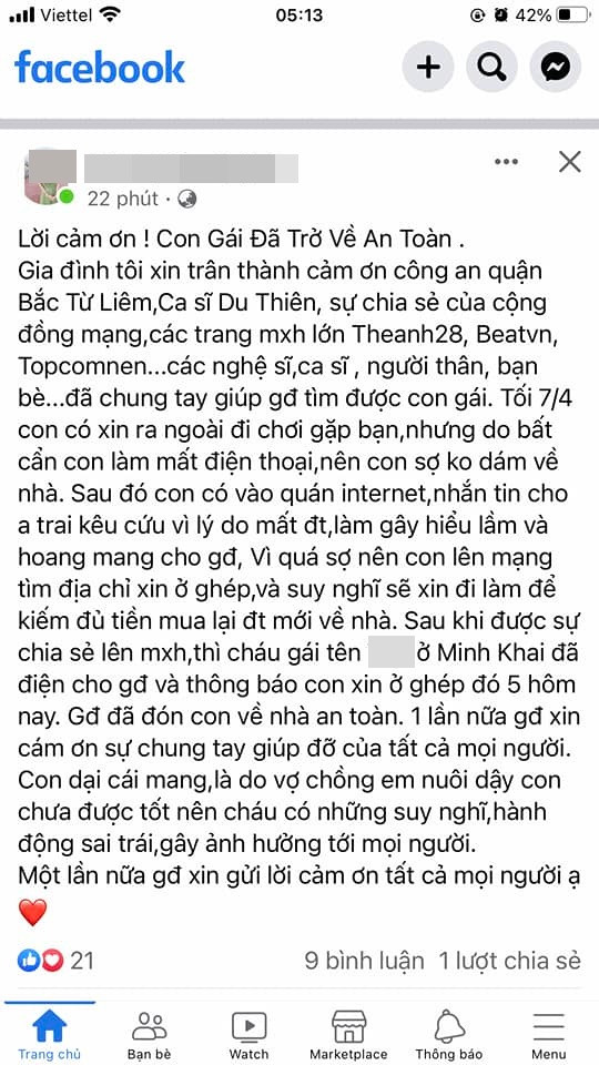 Người mẹ chia sẻ việc đã tìm thấy con gái sau 5 ngày mất tích bí ẩn