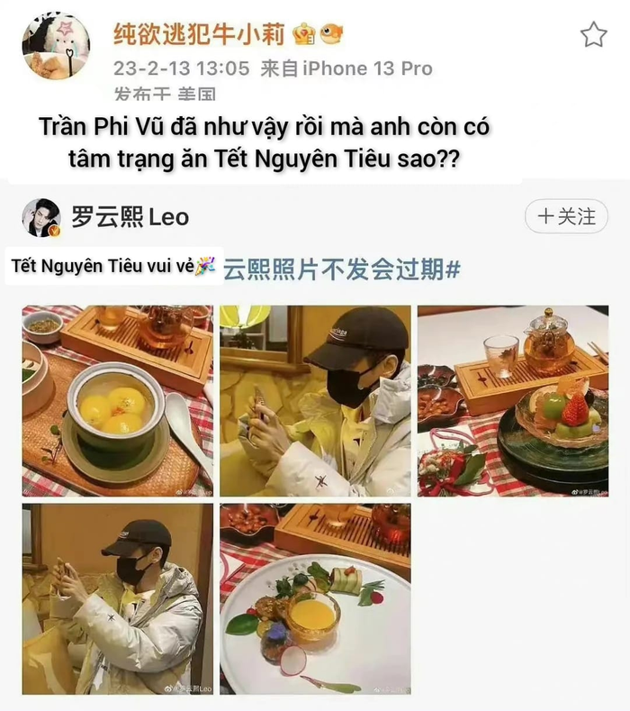 La Vân Hi bị trách móc khi đăng ảnh ăn Tết giữa lúc bạn diễn gặp 'biến căng'.