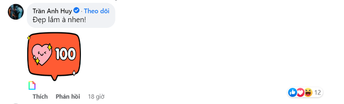 'Bạn trai tin đòn' của Midu nhanh chóng để lại bình luận khen ngợi.