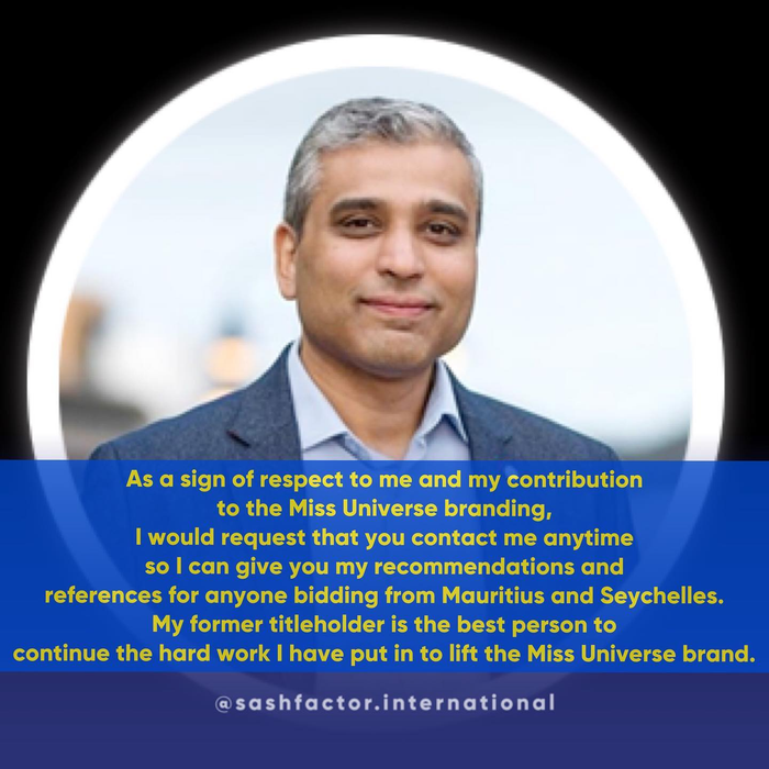 Nevin Rupear - Chủ tịch của tổ chức Miss Maurice (bao gồm Miss Universe Mauritius và Seychelles)