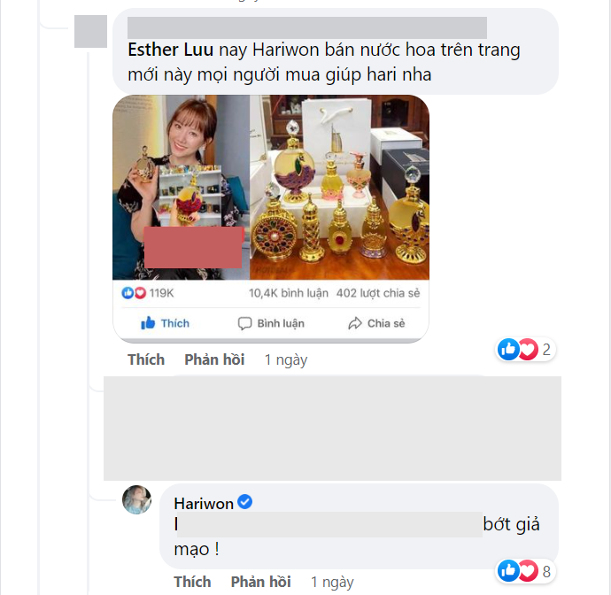 Trang mạo danh Hari Won để bán hàng.