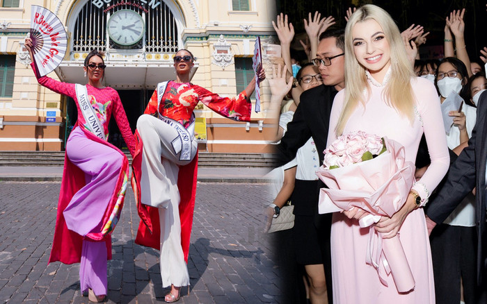 Khi dàn hậu quốc tế diện áo dài Việt Nam: Ấn tượng nhất là Miss Universe 2022 Ảnh 2