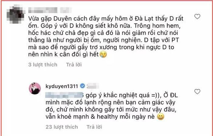 Bình luận của Hoa hậu Kỳ Duyên trước nhận xét 'gầy trơ xương' từ dân mạng.