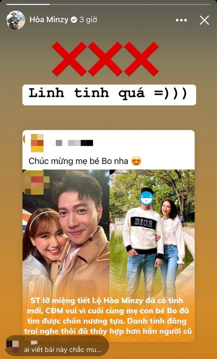 Story mới nhất của Hòa Minzy ở trên trang cá nhân