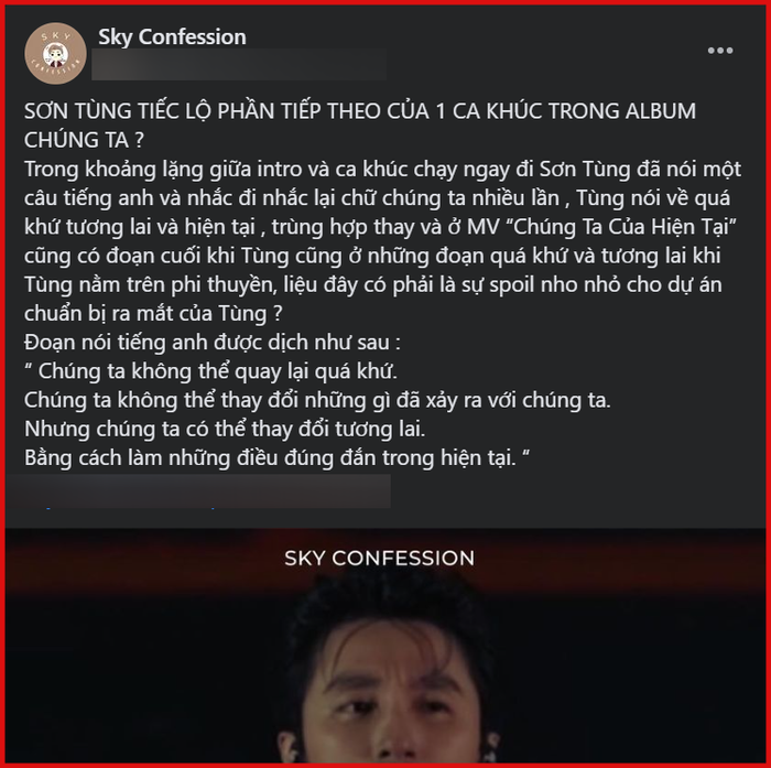 Bài đăng nghi vấn được FC Sơn Tùng đăng tải