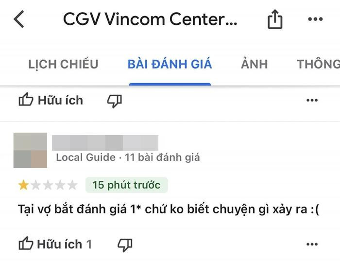 Sau vụ Trấn Thành bị tố 'bao rạp và cư xử kém duyên', CGV Đồng Khởi nhận bão 1 sao Ảnh 2