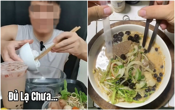 Lại xuất hiện trào lưu 'bún bò kết hợp với nước lèo trà sữa', nhiều Tiktoker khiến dân tình ngán ngẩm Ảnh 2