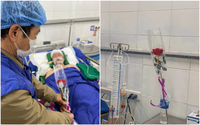 Bông hoa ngày 8/3 đi cùng giọt nước mắt không nói nên lời của người chồng bị ung thư tặng vợ đang hôn mê Ảnh 2