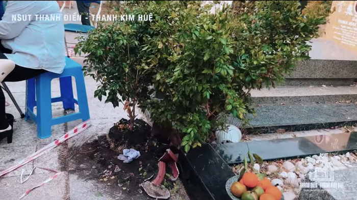 Hình ảnh khu vực mộ của NSƯT Thanh Kim Huệ bị một bộ phận khán giả thiếu ý thức giẫm đạp tan nát sau lễ tang cố NSƯT Vũ Linh.