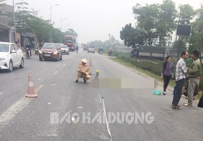 Hiện trường vụ tai nạn. Ảnh: Báo Hải Dương