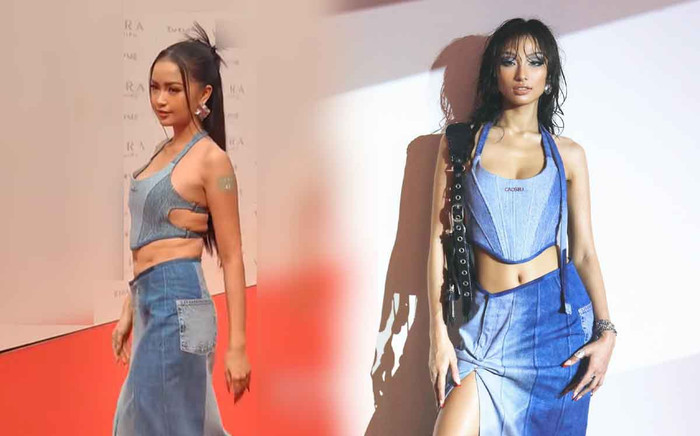 Đụng hàng outfit với 'Người đẹp biển' Ngô Bảo Ngọc, Ngọc Châu thua đau: Best body nay còn đâu? Ảnh 2