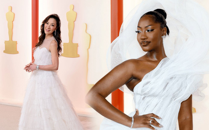 Sắc trắng bất ngờ thống trị thảm đỏ Oscar 2023, hàng loạt sao nữ mặc đầm cắt xẻ táo bạo Ảnh 2