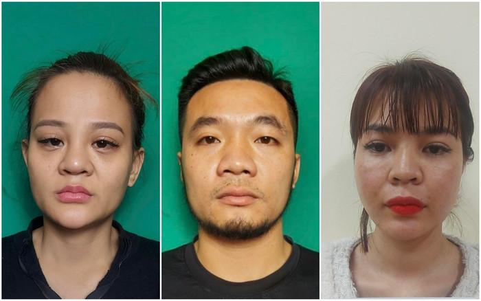 Các đối tượng tại cơ quan công an. (Ảnh: CAHN).