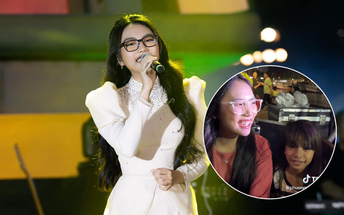 Ấm lòng khoảnh khắc cô bé bán vé số có mặt sau cánh gà chờ xem Phương Mỹ Chi hát Ảnh 2