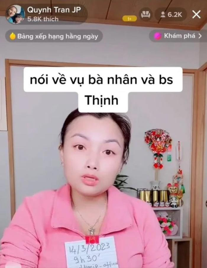 Quỳnh Trần JP trong video nói về drama Bà Nhân Vlog và bác sĩ chữa hiếm muộn