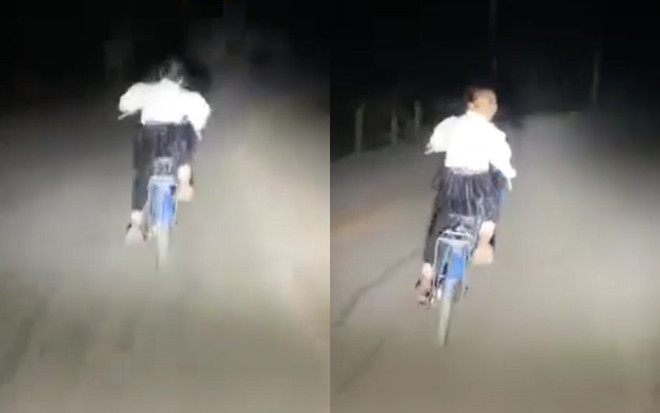 Có lòng tốt soi đèn giúp em nhỏ đạp xe về khuya, tài xế liền cười trừ trước phản ứng bất ngờ của cô bé Ảnh 2
