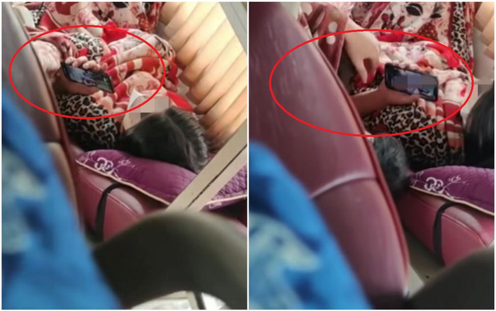Xôn xao clip ghi cảnh cô gái nằm trên xe khách ngủ mê man bị gã đàn ông đưa tay vào trong áo sờ soạng Ảnh 2
