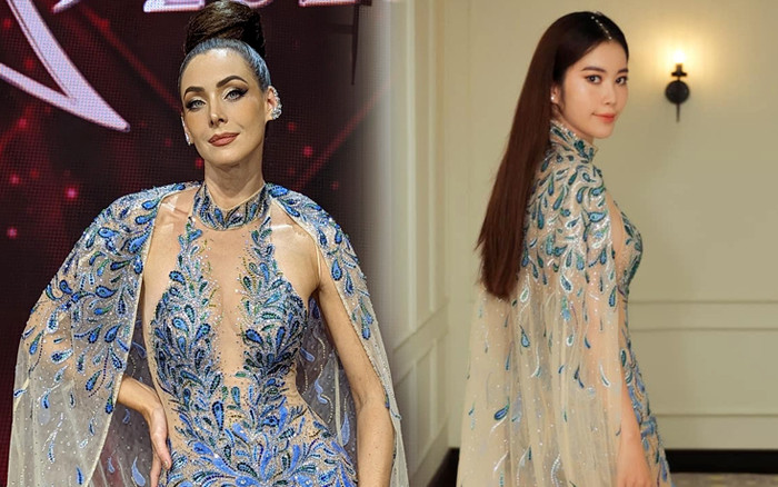 Nam Em đụng váy với Hoa hậu Hoàn vũ 2005: Nhan sắc 'kẻ chín, người mười' Ảnh 2