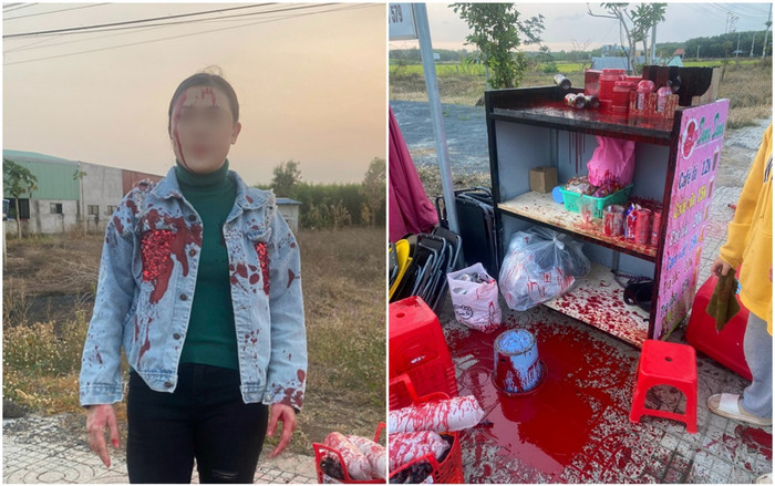 Bán cà phê trên vỉa hè, cô gái bị 2 thanh niên 'tắm sơn đỏ' Ảnh 2