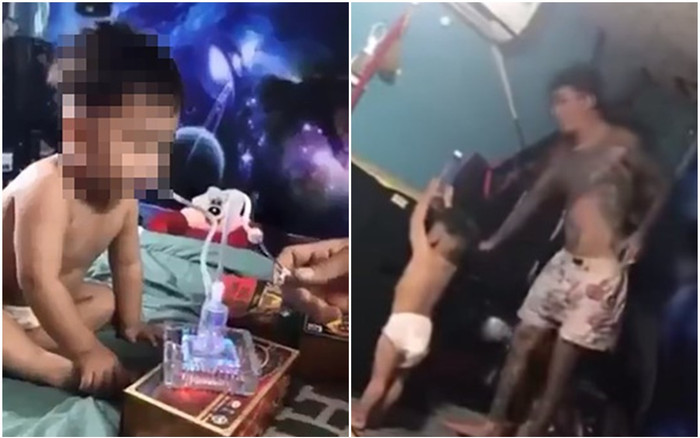 Phẫn nộ cảnh gã đàn ông hành hạ, ép bé trai còn mặc bỉm hút ma túy Ảnh 2